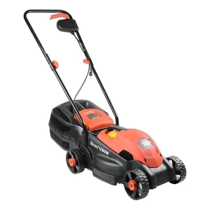 Cortadora de pasto eléctrica Black+Decker GR1000 con bolsa recolectora de 1.2 kW y color naranja/negro