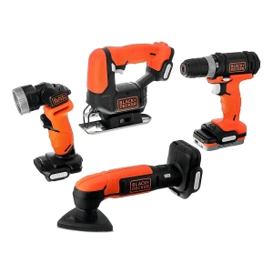 Kit Taladro Sierra Lijadora Linterna Batería Black Decker Bdck502c1