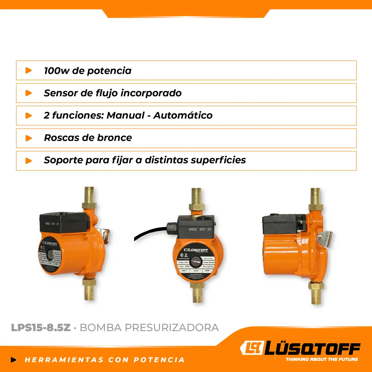 Bomba Elevador Presión Presurizadora 8.5m Lusqtoff Automátic - Imagen 5