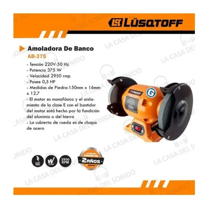 Amoladora De Banco 375 W Lusqtoff Color Naranja Frecuencia 50 Hz - Imagen 10